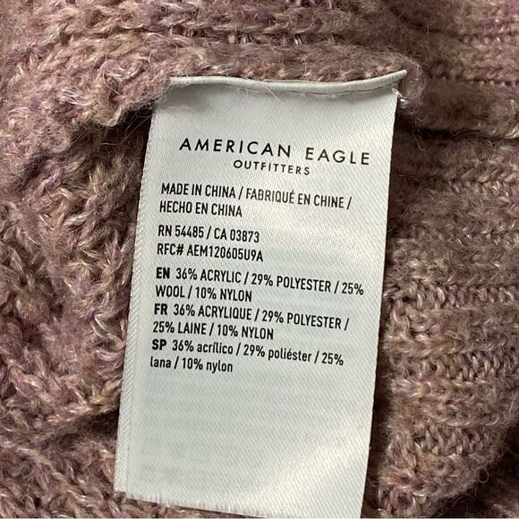 American Eagle Blush Pink Waflle Knit Wool Blend 1/4 Zip Sweater Women's Size L - Picture 6 of 16